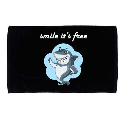 Smile Its Free Funny Shark Inspirational Microfiber Hand Towel