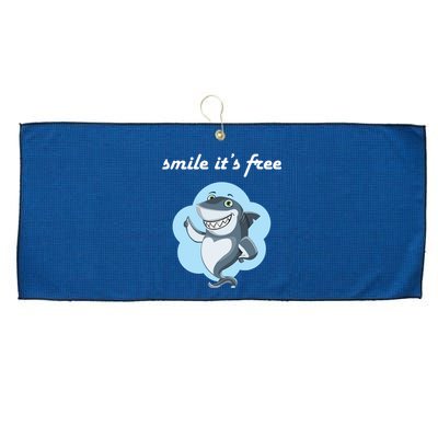 Smile Its Free Funny Shark Inspirational Large Microfiber Waffle Golf Towel