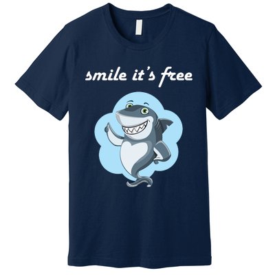 Smile Its Free Funny Shark Inspirational Premium T-Shirt