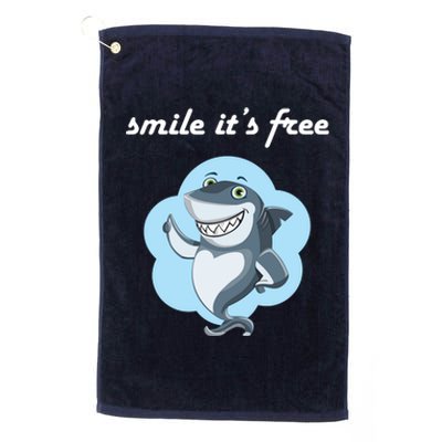 Smile Its Free Funny Shark Inspirational Platinum Collection Golf Towel