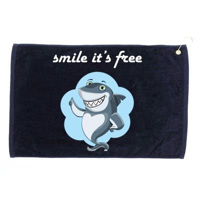 Smile Its Free Funny Shark Inspirational Grommeted Golf Towel