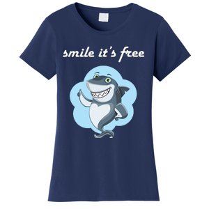 Smile Its Free Funny Shark Inspirational Women's T-Shirt