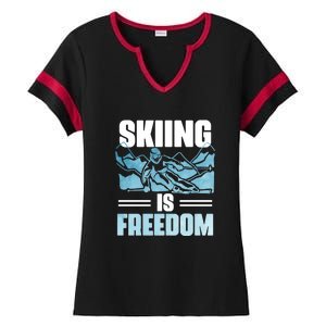 Skiing Is Freedom Gifts For Skier Ladies Halftime Notch Neck Tee