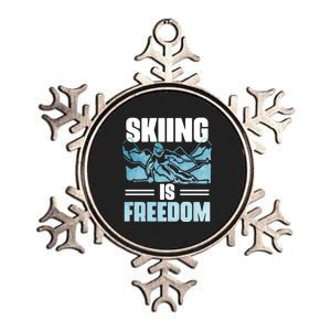 Skiing Is Freedom Gifts For Skier Metallic Star Ornament