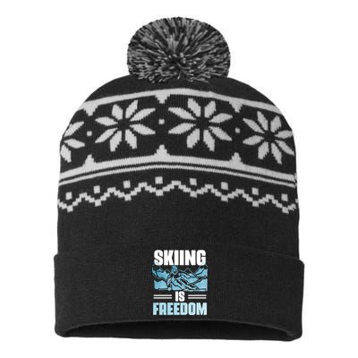 Skiing Is Freedom Gifts For Skier USA-Made Snowflake Beanie