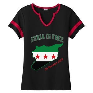 Syria Is Free Join The Freedom March Celebrate Syria Ladies Halftime Notch Neck Tee