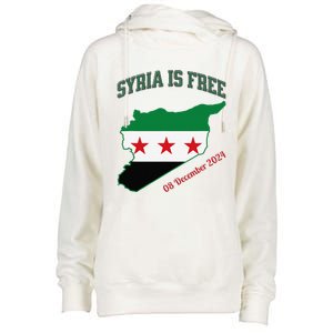 Syria Is Free Join The Freedom March Celebrate Syria Womens Funnel Neck Pullover Hood