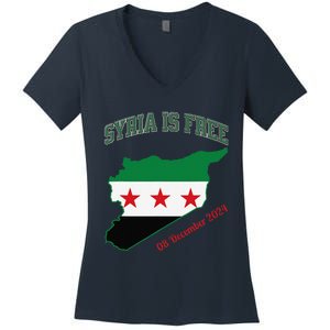 Syria Is Free Join The Freedom March Celebrate Syria Women's V-Neck T-Shirt