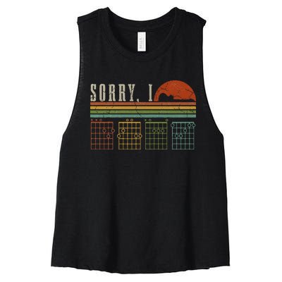 Sorry IDGAF Funny Hidden Message Guitar Chords Players Women's Racerback Cropped Tank