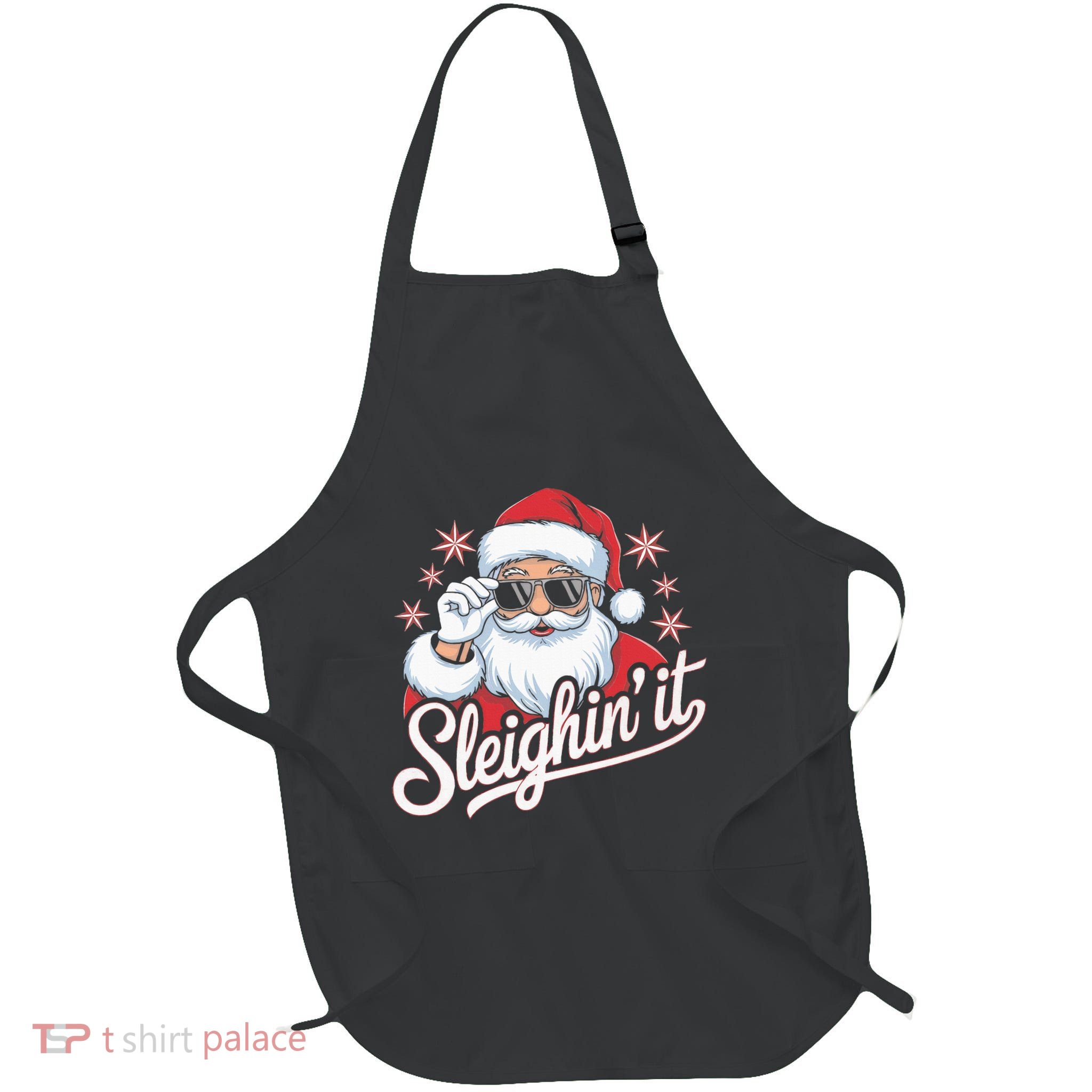 Sleighin It Funny Santa Cool Style Sleighing Grandpa Full-Length Apron With Pockets