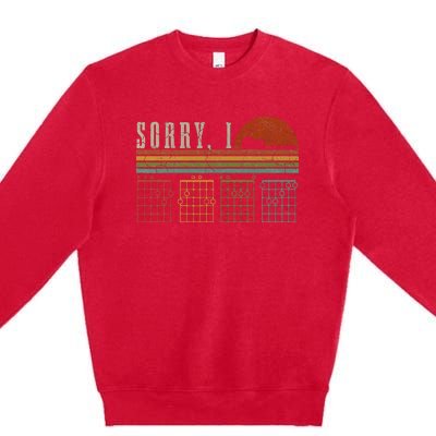 Sorry Idgaf Funny Hidden Message Guitar Chords Players Premium Crewneck Sweatshirt