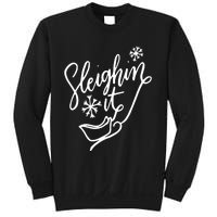 Sleighin It Funny Christmas Pun Sleighing Santa Sleigh Xmas Sweatshirt