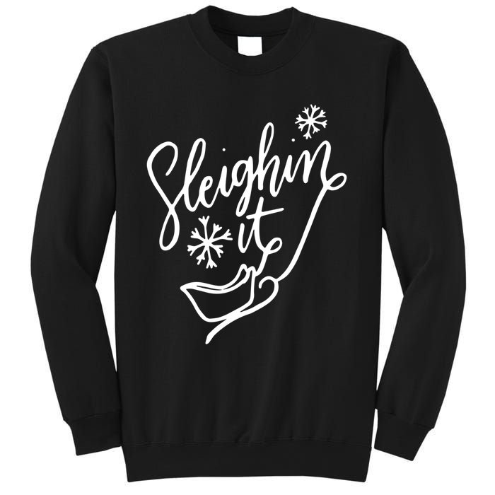 Sleighin It Funny Christmas Pun Sleighing Santa Sleigh Xmas Sweatshirt