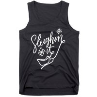 Sleighin It Funny Christmas Pun Sleighing Santa Sleigh Xmas Tank Top