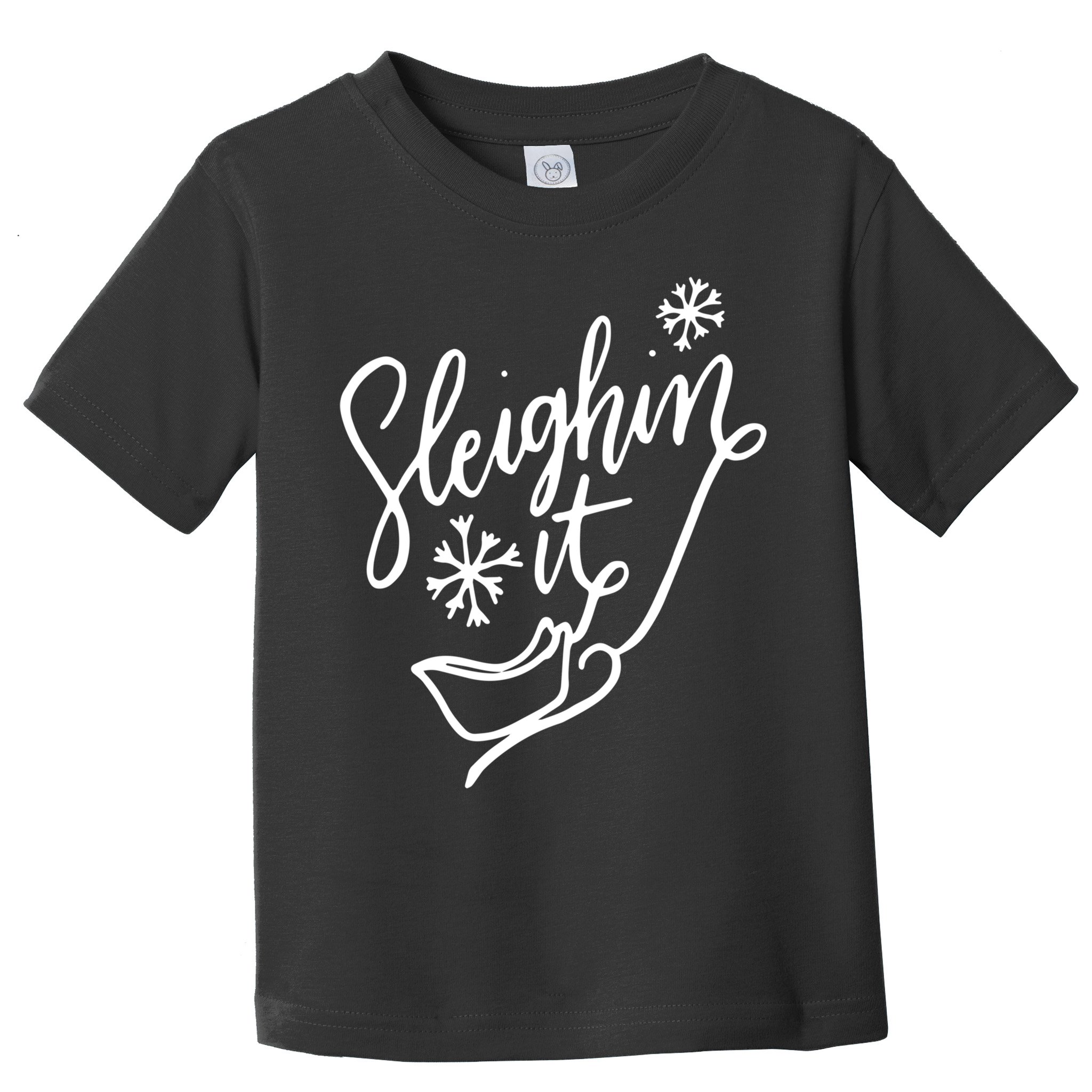 Sleighin It Funny Christmas Pun Sleighing Santa Sleigh Xmas Toddler T-Shirt