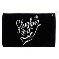 Sleighin It Funny Christmas Pun Sleighing Santa Sleigh Xmas Grommeted Golf Towel