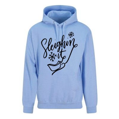 Sleighin It Funny Christmas Pun Sleighing Santa Sleigh Xmas Unisex Surf Hoodie