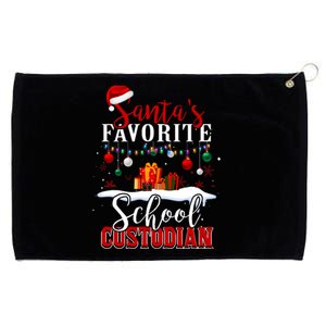 Santa Is Favorite School Custodian Xmas Light Hat Christmas Grommeted Golf Towel