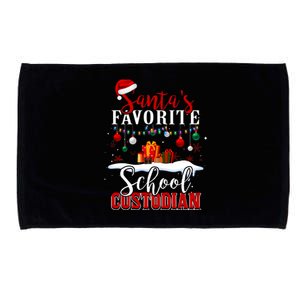 Santa Is Favorite School Custodian Xmas Light Hat Christmas Microfiber Hand Towel