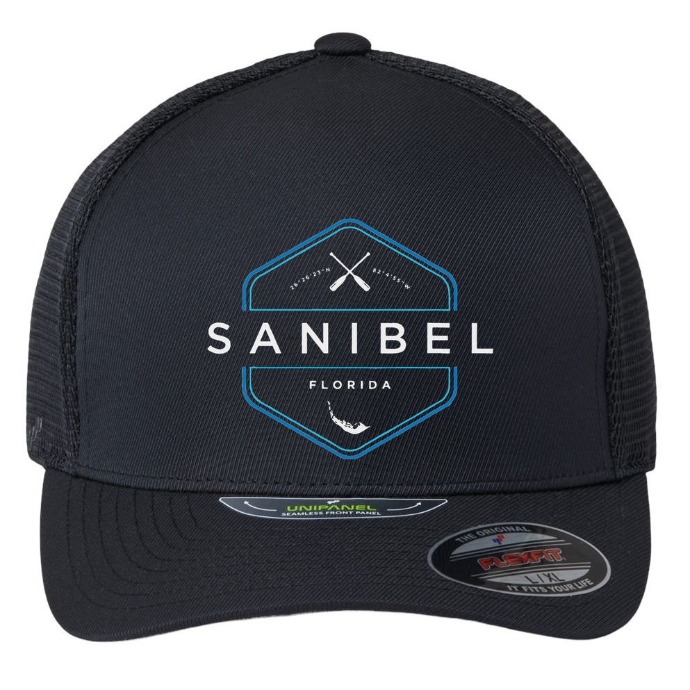 Sanibel Island Florida Beach Graphic Flexfit Unipanel Trucker Cap