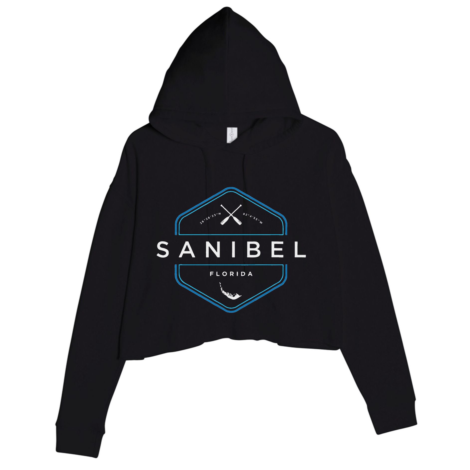 Sanibel Island Florida Beach Graphic Crop Fleece Hoodie
