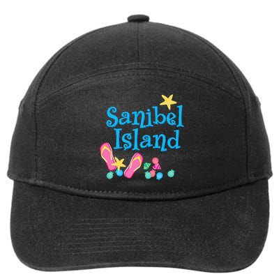 Sanibel Island Florida Seashells and Flip Flops 7-Panel Snapback Hat