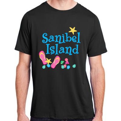 Sanibel Island Florida Seashells and Flip Flops Adult ChromaSoft Performance T-Shirt