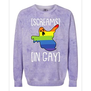 Screams In Gay Lazy Halloween Costume Funny LGBTQ Ghost Boo Colorblast Crewneck Sweatshirt