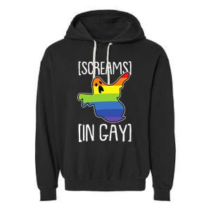 Screams In Gay Lazy Halloween Costume Funny LGBTQ Ghost Boo Garment-Dyed Fleece Hoodie