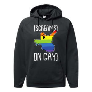 Screams In Gay Lazy Halloween Costume Funny LGBTQ Ghost Boo Performance Fleece Hoodie