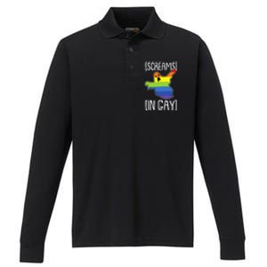 Screams In Gay Lazy Halloween Costume Funny LGBTQ Ghost Boo Performance Long Sleeve Polo