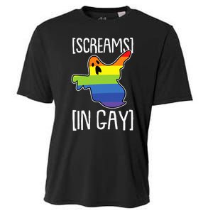 Screams In Gay Lazy Halloween Costume Funny LGBTQ Ghost Boo Cooling Performance Crew T-Shirt