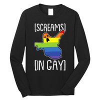 Screams In Gay Lazy Halloween Costume Funny LGBTQ Ghost Boo Long Sleeve Shirt