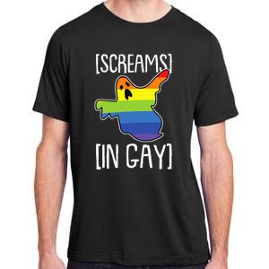 Screams In Gay Lazy Halloween Costume Funny LGBTQ Ghost Boo Adult ChromaSoft Performance T-Shirt