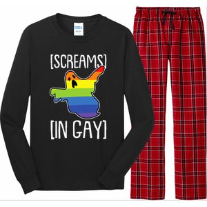 Screams In Gay Lazy Halloween Costume Funny LGBTQ Ghost Boo Long Sleeve Pajama Set