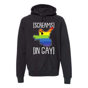 Screams In Gay Lazy Halloween Costume Funny LGBTQ Ghost Boo Premium Hoodie