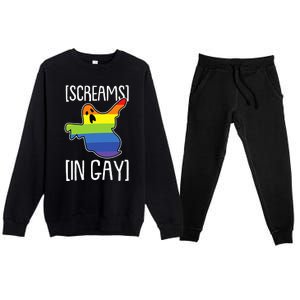 Screams In Gay Lazy Halloween Costume Funny LGBTQ Ghost Boo Premium Crewneck Sweatsuit Set