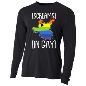 Screams In Gay Lazy Halloween Costume Funny LGBTQ Ghost Boo Cooling Performance Long Sleeve Crew