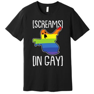 Screams In Gay Lazy Halloween Costume Funny LGBTQ Ghost Boo Premium T-Shirt