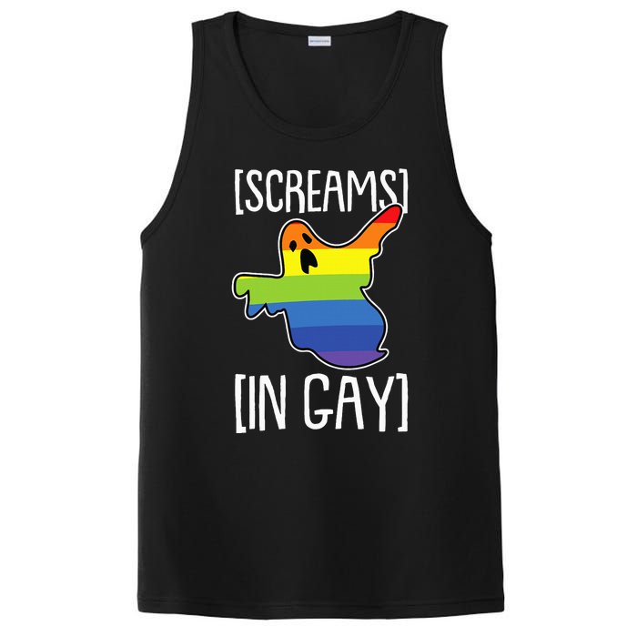 Screams In Gay Lazy Halloween Costume Funny LGBTQ Ghost Boo PosiCharge Competitor Tank