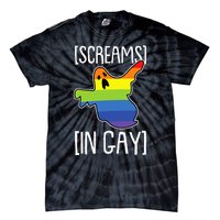 Screams In Gay Lazy Halloween Costume Funny LGBTQ Ghost Boo Tie-Dye T-Shirt