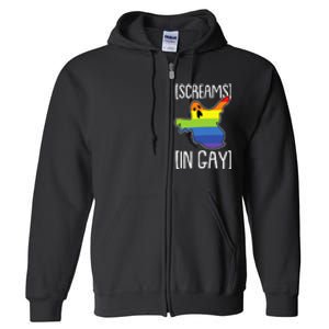 Screams In Gay Lazy Halloween Costume Funny LGBTQ Ghost Boo Full Zip Hoodie