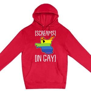 Screams In Gay Lazy Halloween Costume Funny LGBTQ Ghost Boo Premium Pullover Hoodie