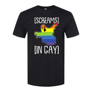 Screams In Gay Lazy Halloween Costume Funny LGBTQ Ghost Boo Softstyle CVC T-Shirt