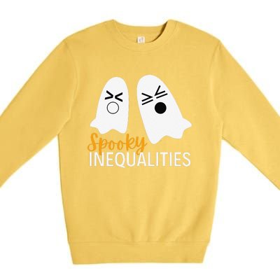 Spooky Inequalities Ghosts Halloween Math Teacher Cute Premium Crewneck Sweatshirt