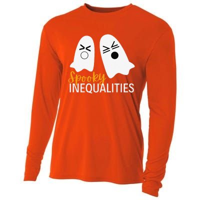 Spooky Inequalities Ghosts Halloween Math Teacher Cute Cooling Performance Long Sleeve Crew