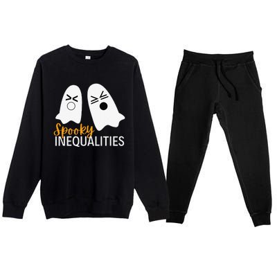 Spooky Inequalities Ghosts Halloween Math Teacher Cute Premium Crewneck Sweatsuit Set