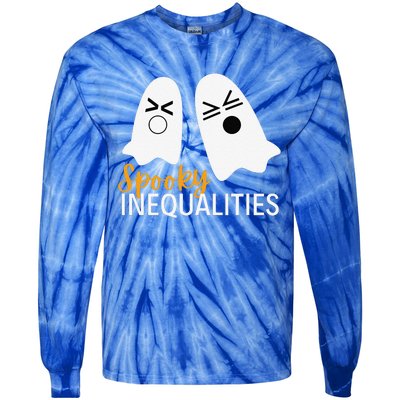 Spooky Inequalities Ghosts Halloween Math Teacher Cute Tie-Dye Long Sleeve Shirt