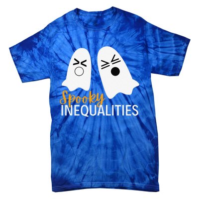 Spooky Inequalities Ghosts Halloween Math Teacher Cute Tie-Dye T-Shirt