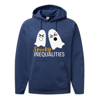 Spooky Inequalities Ghosts Halloween Math Teacher Cute Performance Fleece Hoodie